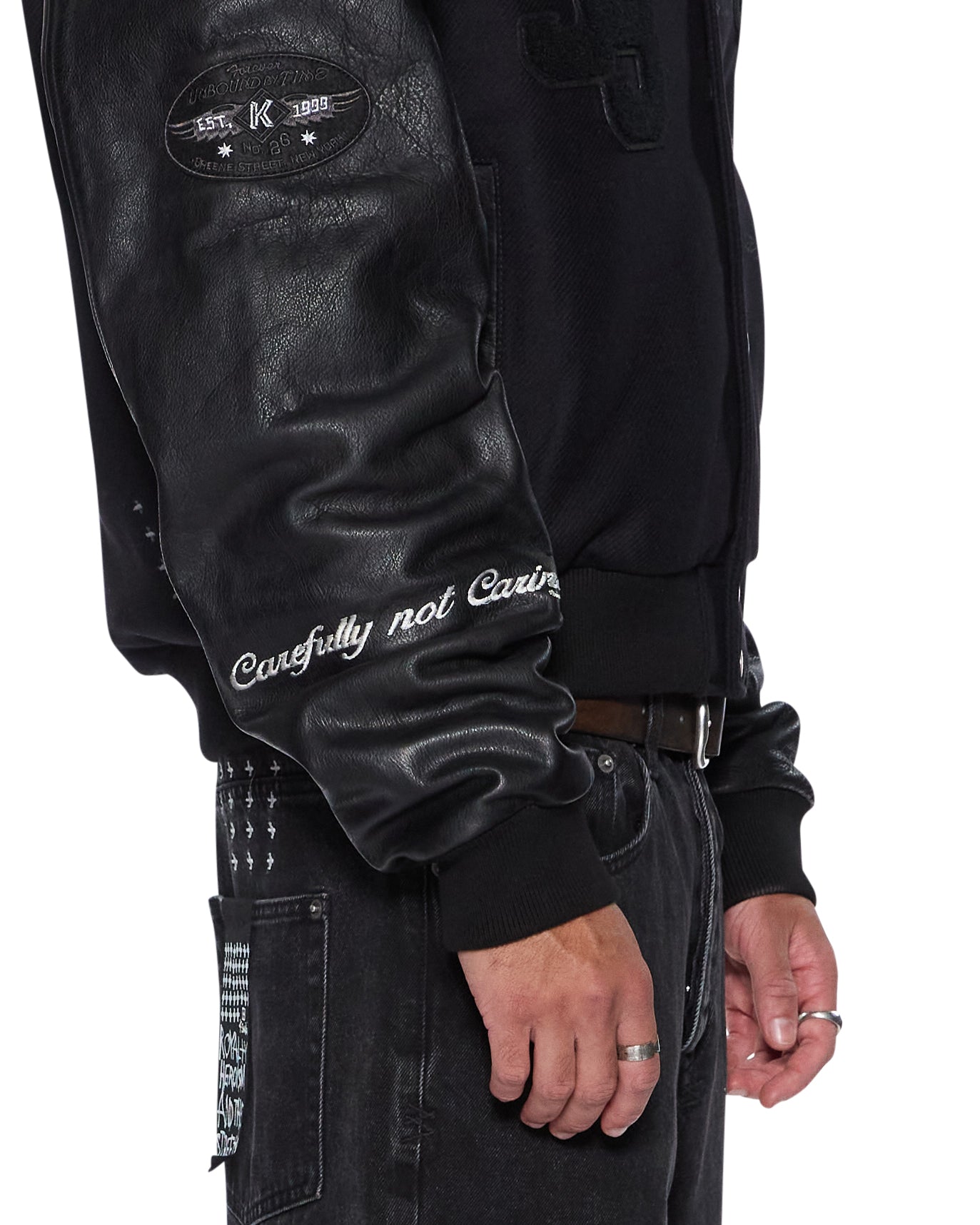 PATCHED VARSITY JACKET BLACK