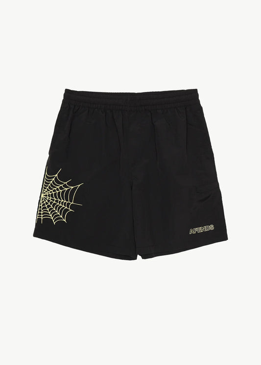 AFENDS Mens Webhead - Baywatch Swim Short 18" - Black