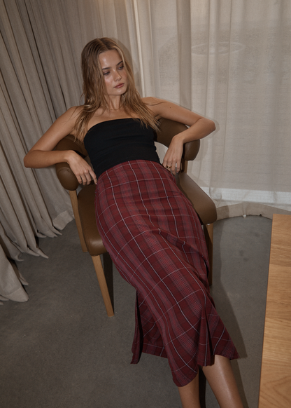 AFENDS Womens Eboni - Midi Skirt - Port