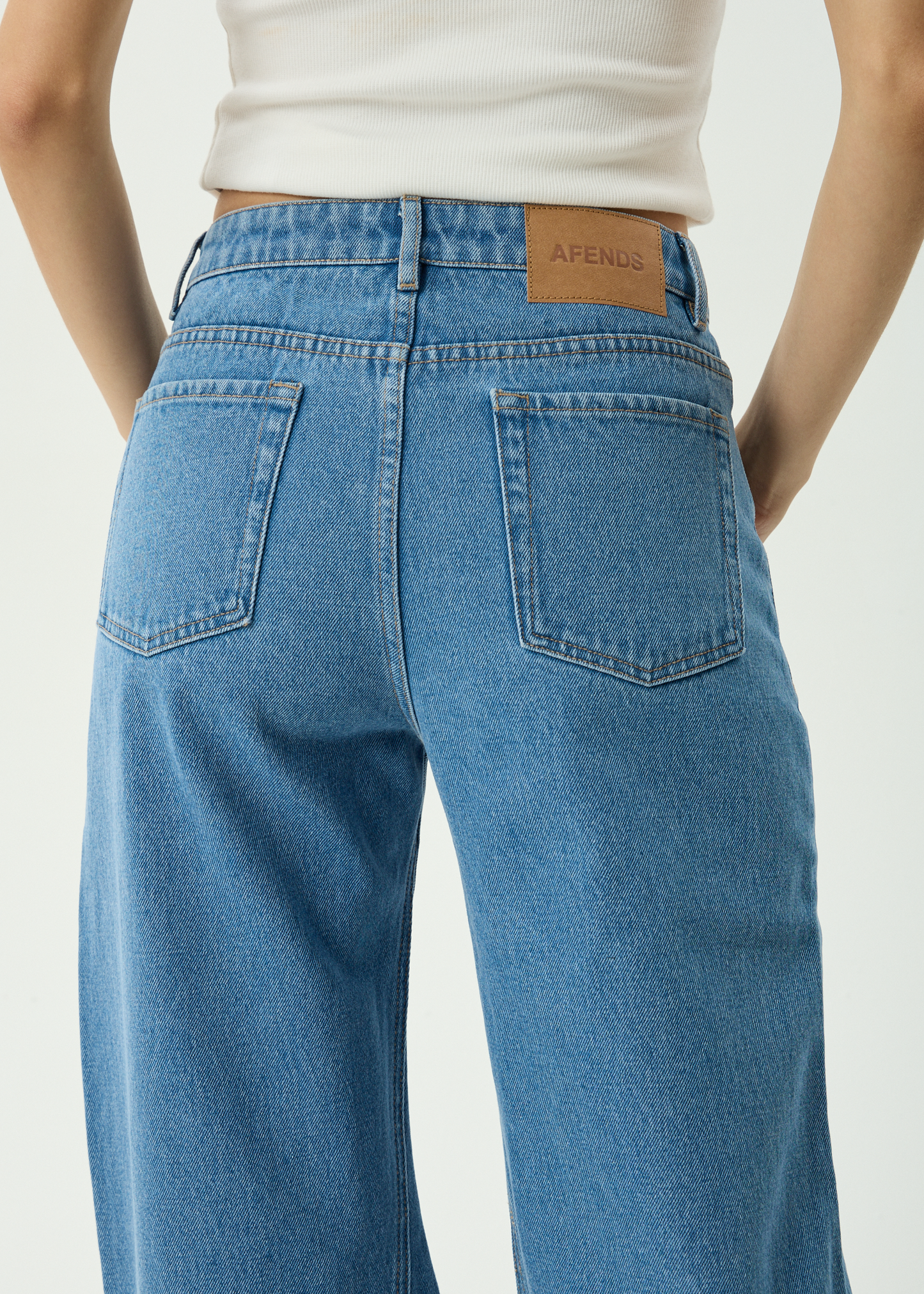AFENDS Womens Gigi - Denim Flared Leg Jean - Worn Blue