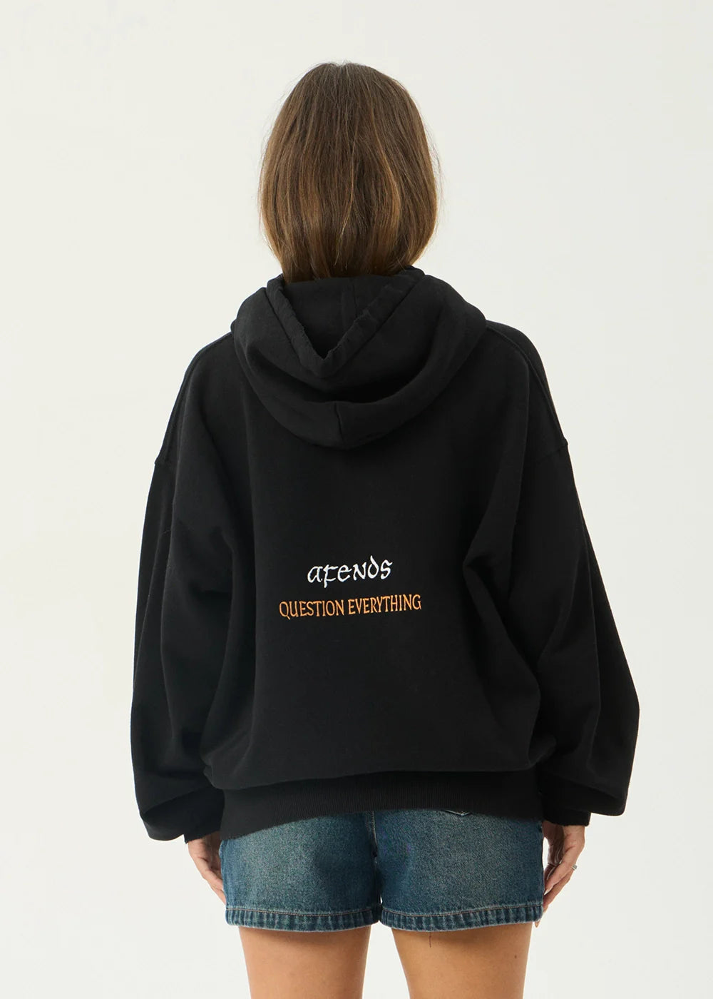 AFENDS Mens Leap - Boxy Pull On Hood - Black