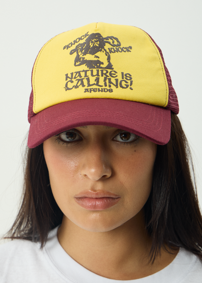 AFENDS Mens Knock Knock - Trucker Cap - Lemon