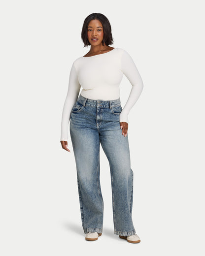 Womens Essential Dual Wear Long Sleeve Top