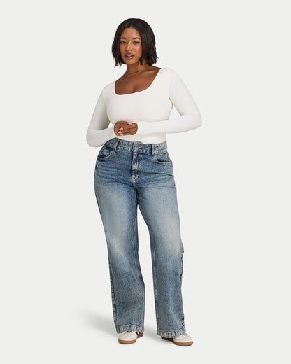 Womens Essential Dual Wear Long Sleeve Top
