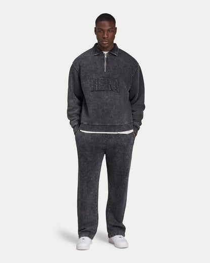 Mens Signature Washed Oversized 1/4 Zip Sweatshirt