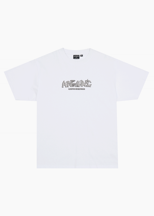 AFENDS Mens Lqd Metal - Heavyweight Boxy Tee - White