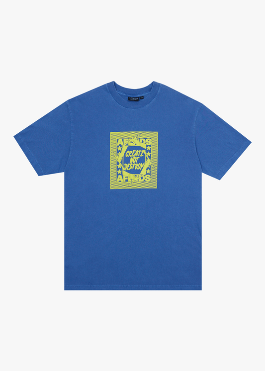 AFENDS Mens Painter - Retro Tee - Washed Marina