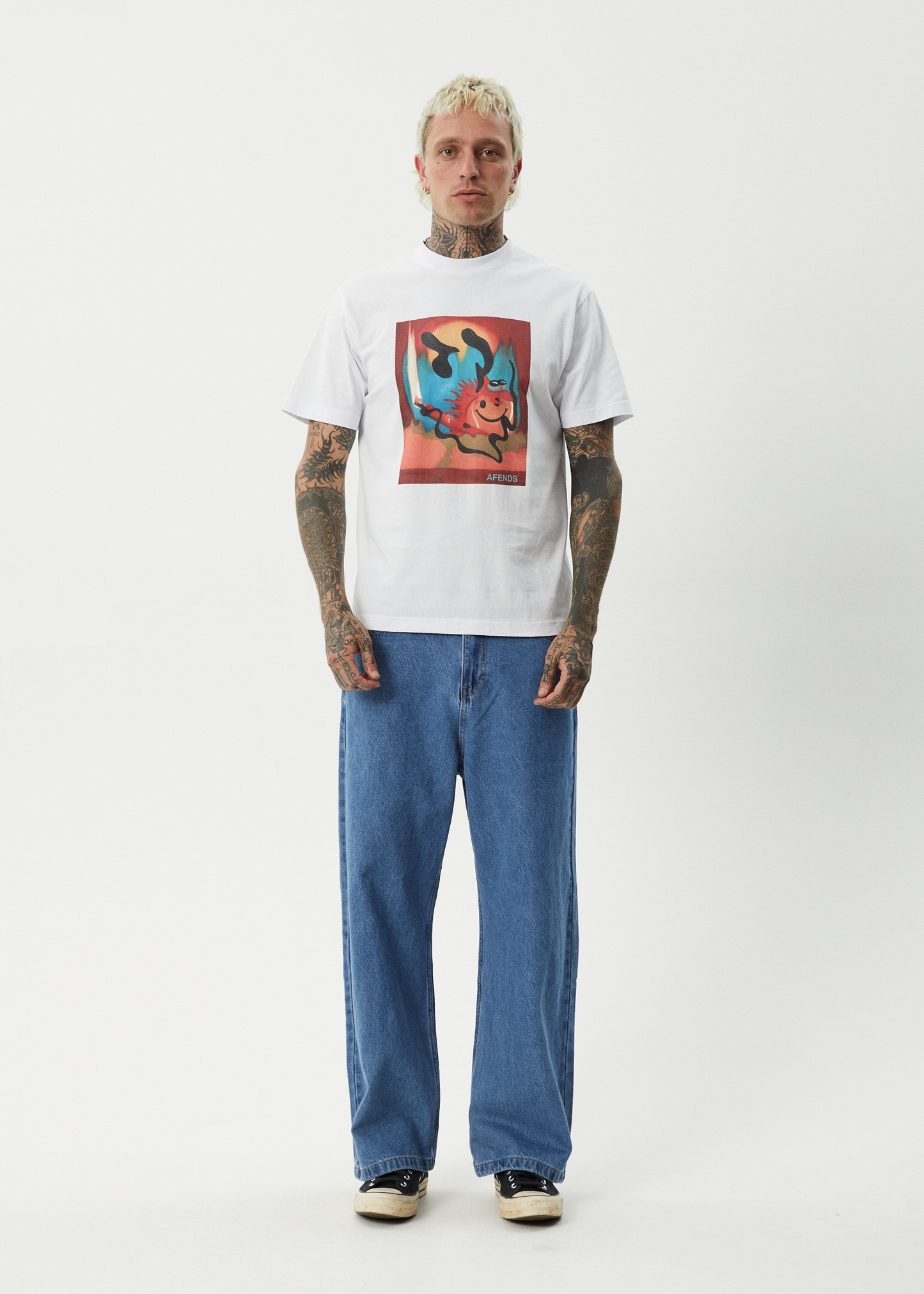 AFENDS Mens Apocalypso - Retro Tee - White