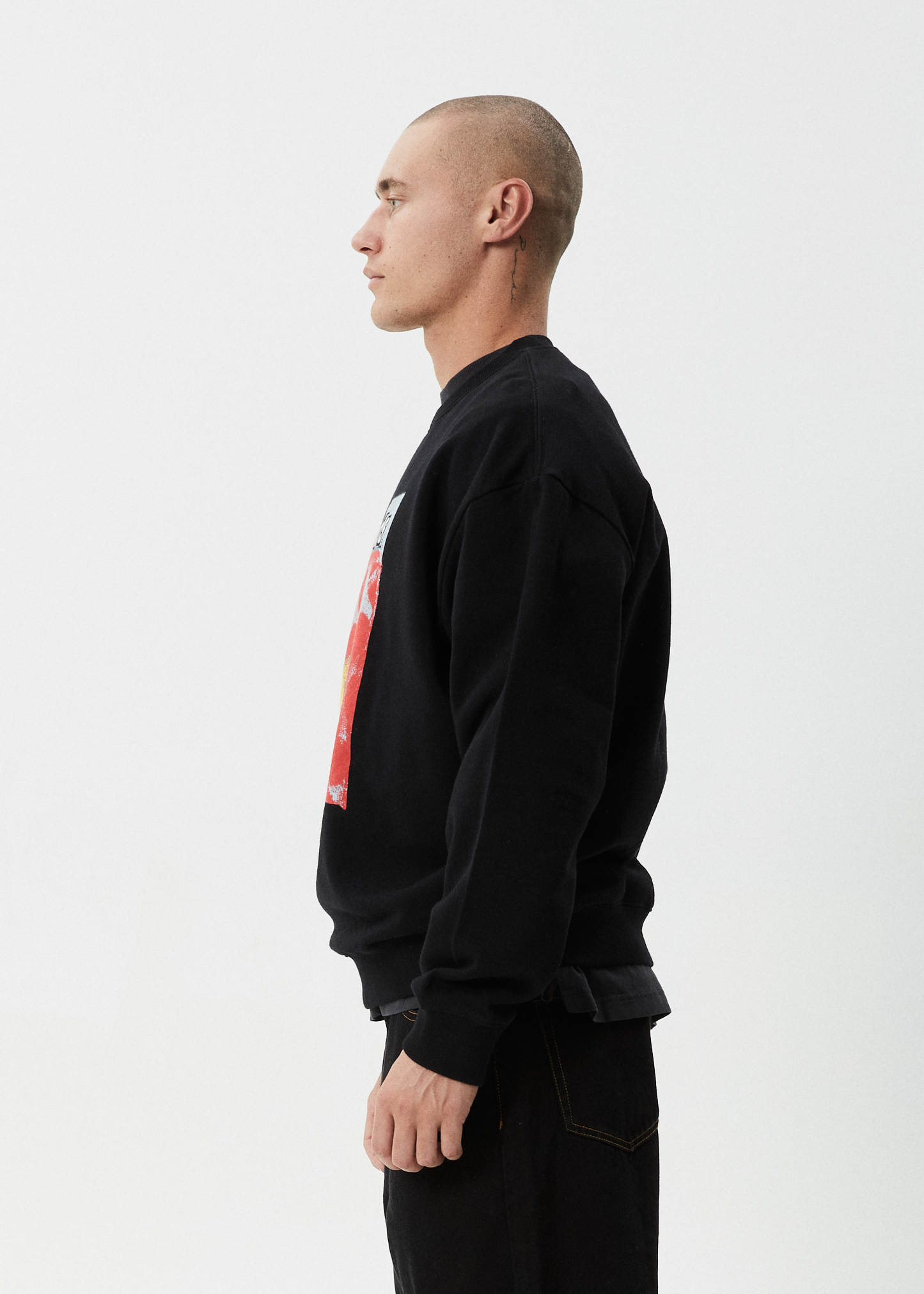 AFENDS Mens Dime Bag - Crew Neck Jumper - Black