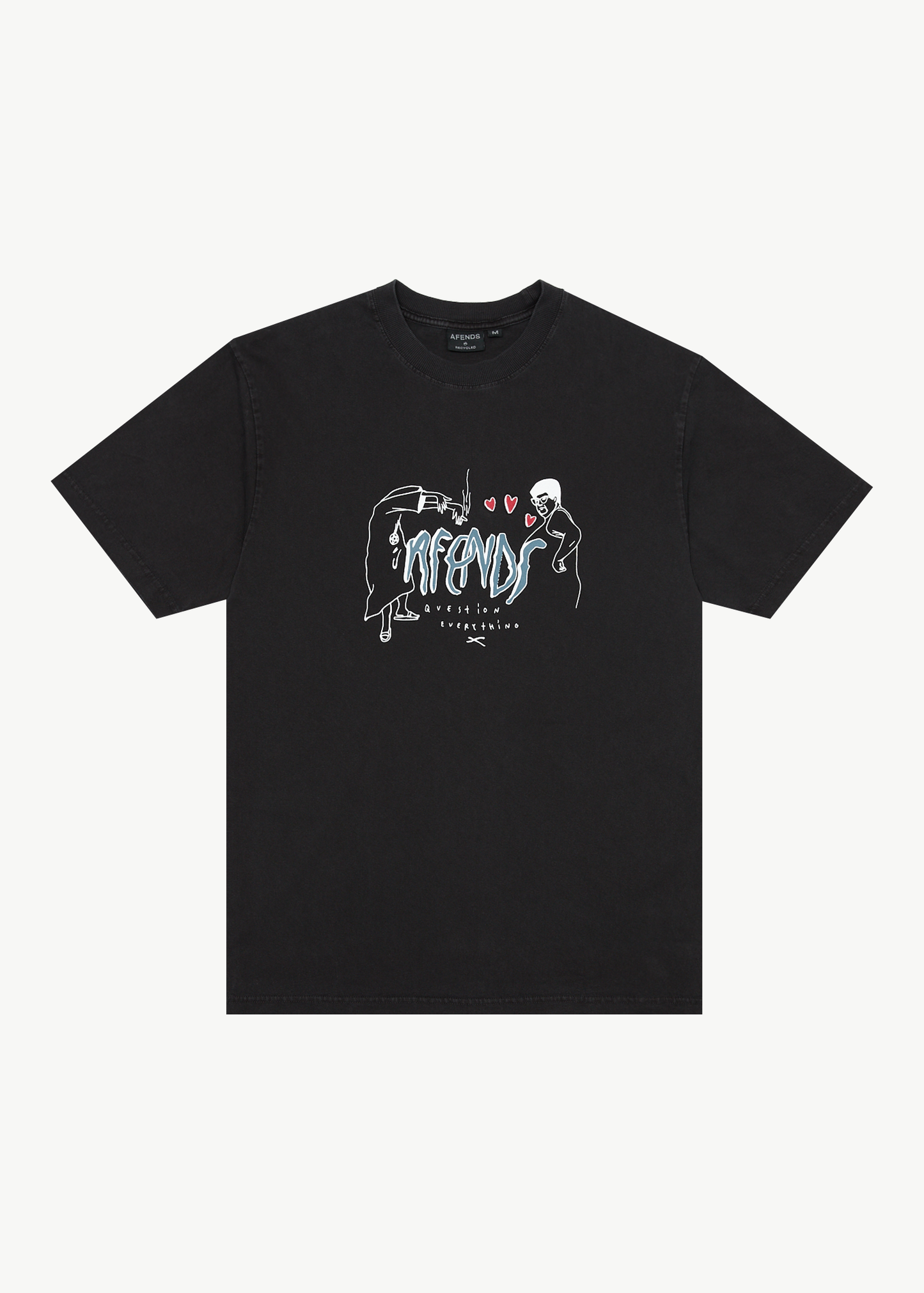 AFENDS Mens Torched - Retro Tee - Stone Black