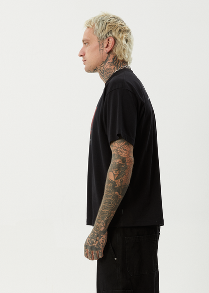 AFENDS Mens Study Club - Boxy Tee - Black