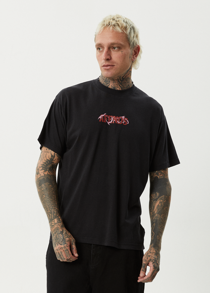 AFENDS Mens Waves - Boxy Tee - Black