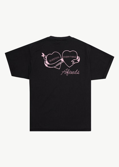 AFENDS Mens Valentine - Heavyweight Boxy Tee - Stone Black