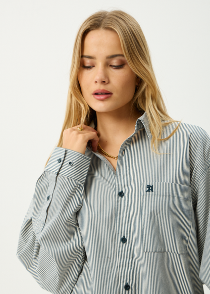 AFENDS Mens Bats - Oversized Striped Long Sleeve Shirt - Fuel