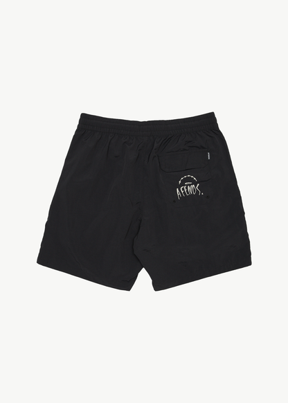 AFENDS Mens Trayback - Baywatch Swim Short 18" - Black