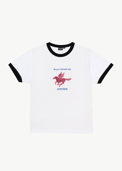 AFENDS Mens Kettle - Heavyweight Boxy Ringer Tee - White