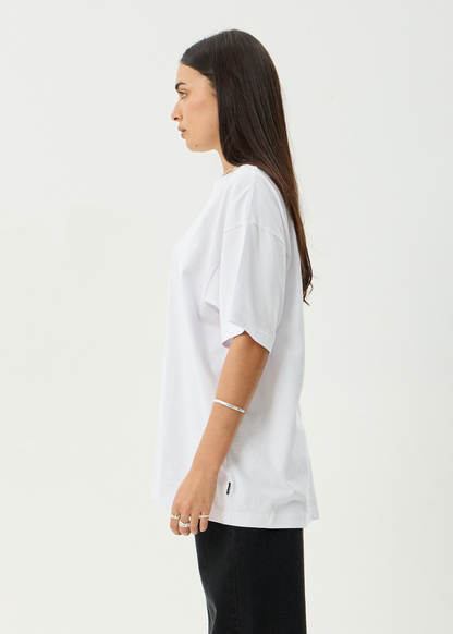 AFENDS Mens Flower Patch - Heavyweight Boxy Tee - White