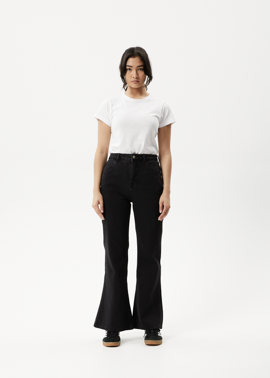 AFENDS Womens Marsha - Denim Slim Flared Jean - Washed Black