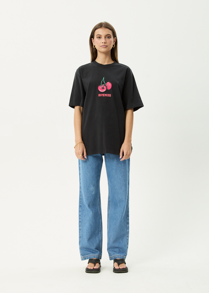 AFENDS Mens Abiza - Retro Tee - Stone Black