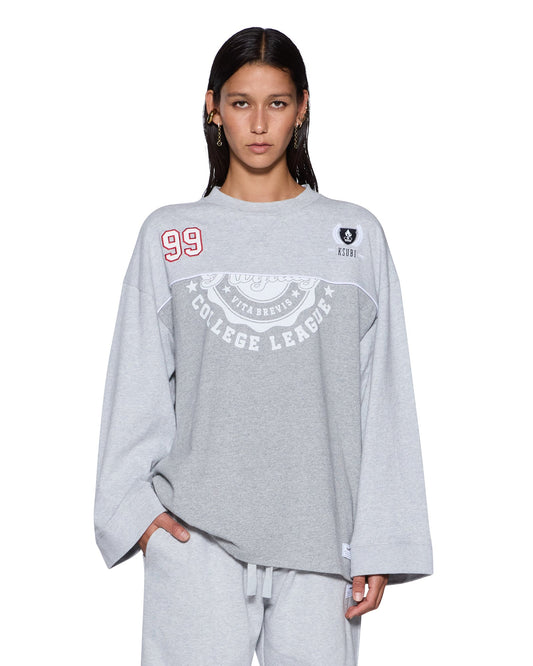 VARSITY BOYFRIEND LS TEE GREY