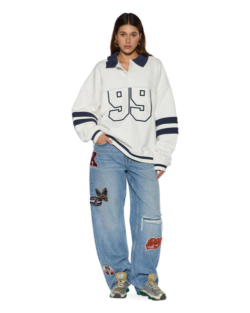99 BOYFRIEND POLO SWEATSHIRT VINTAGE WHITE