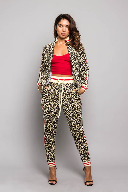 Fierce Leopard Track Suit Set
