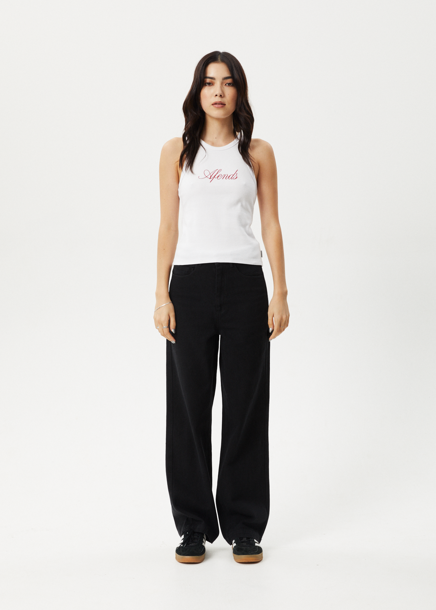 AFENDS Womens Notice - Rib Singlet - White