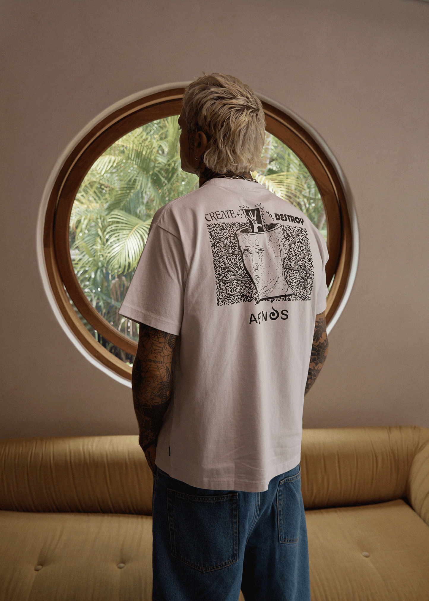AFENDS Mens Mind Over - Heavyweight Boxy Tee - White