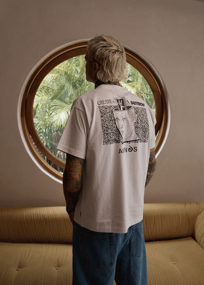 AFENDS Mens Mind Over - Heavyweight Boxy Tee - White