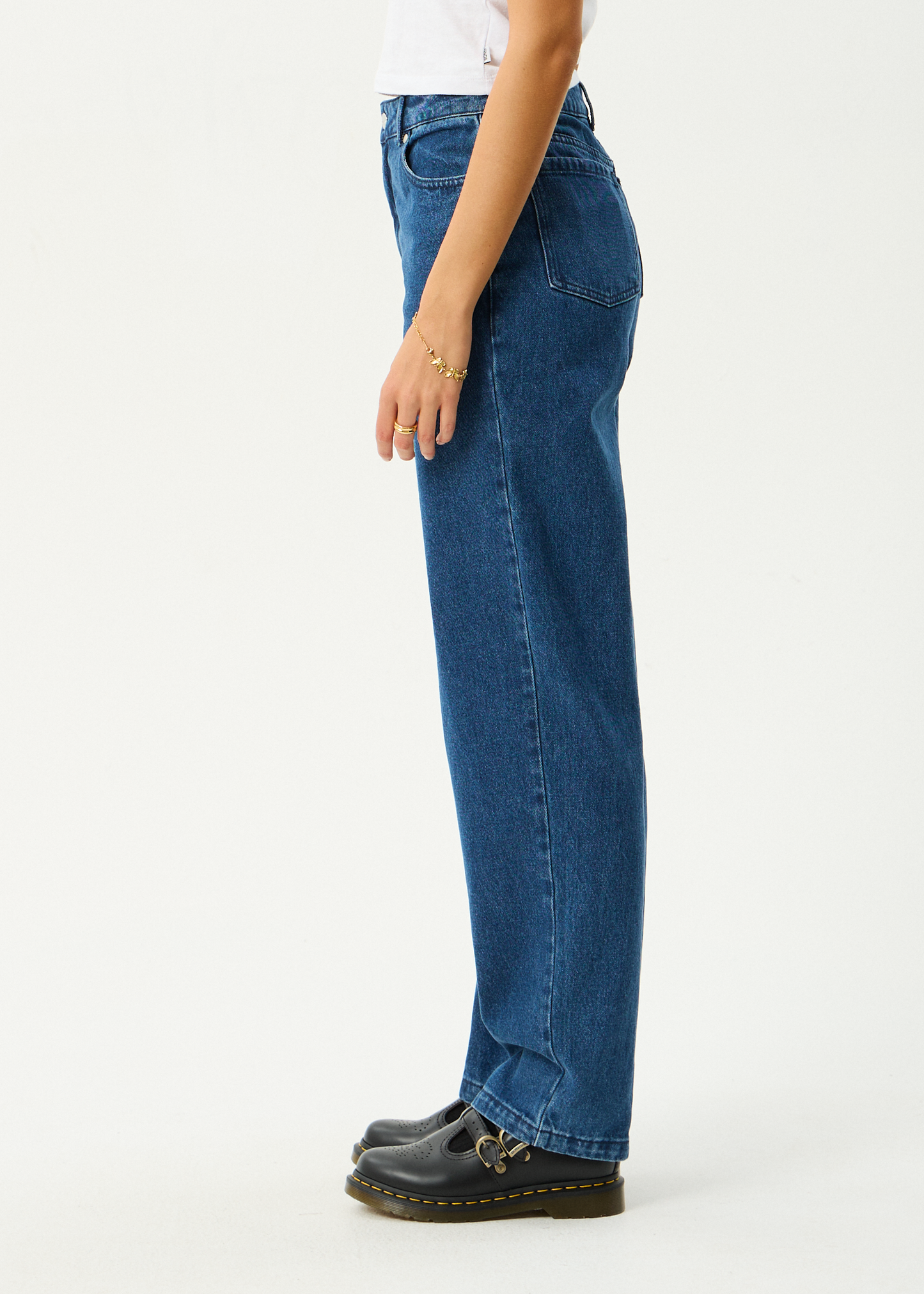 AFENDS Womens Leila - Straight Leg Jean - Authentic Blue