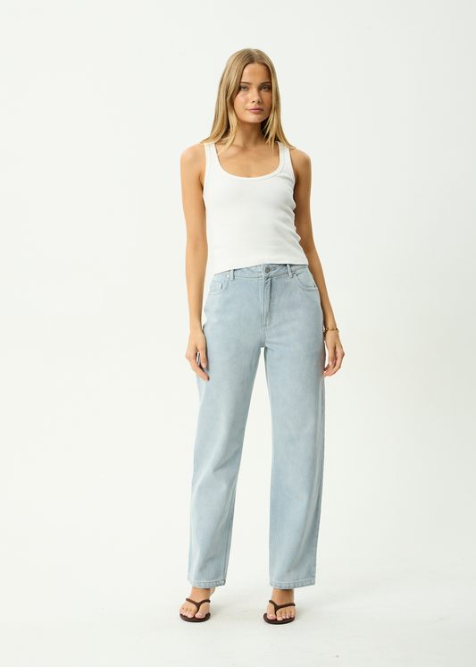 AFENDS Womens Leila - Straight Leg Jeans - Stone Blue