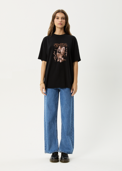 AFENDS Womens Shield Maiden - Oversized Tee - Black